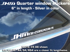 JHM "JHMotorsports" Silver quarter window sticker